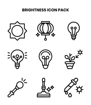 Brightness Line Graphics Icons Pack Stock Illustration