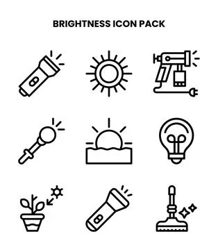 Brightness Line Graphics Icons Pack Stock Illustration