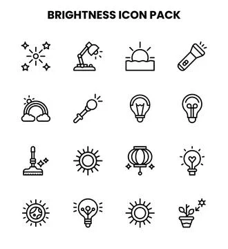 Brightness Line Scalable Icons Pack Stock Illustration