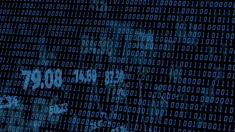 Brightness shift causing binary bits pulsing, values sliding and figure clearing Stock Footage 335761722