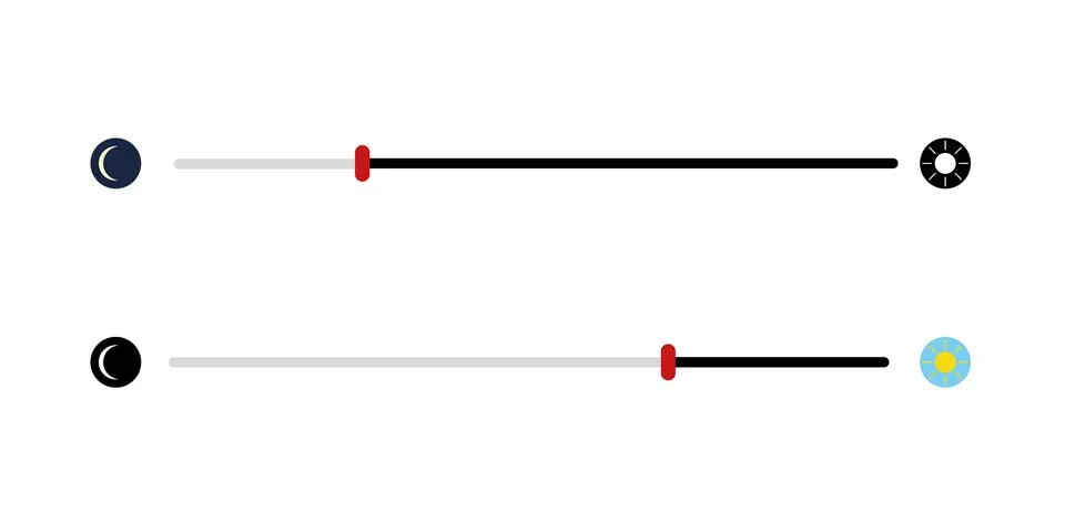 Brightness slider level control. Contrast and brightness adjustment. Illustrazione stock