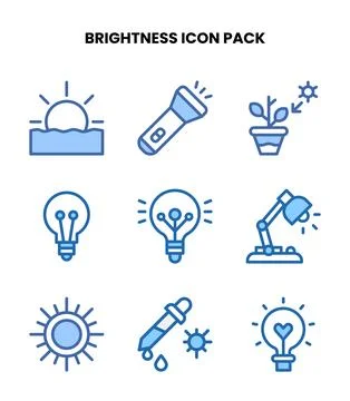 Brightness Two Colour Collection Icons Pack Stock Illustration