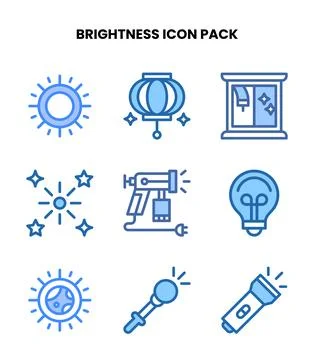 Brightness Two Colour Icons Pack Stock Illustration