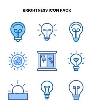 Brightness Two Colour Vector Icons Pack Stock Illustration