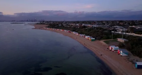 Brighton Bathing Boxes Mavic Pro Drone Stock Footage 119744284