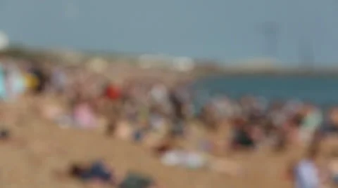 Brighton Beach Crowd Wide Rack focus Stock Footage 39700486