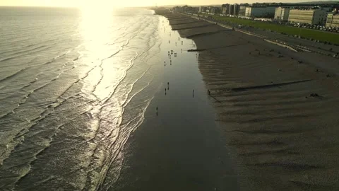 Brighton beach drone shot Stock Footage 306624556