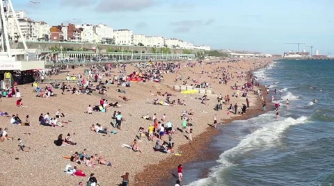 Brighton beach with ferris wheel Stock Footage 55388563