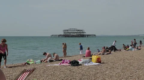 Brighton beach Stock Footage 32249123