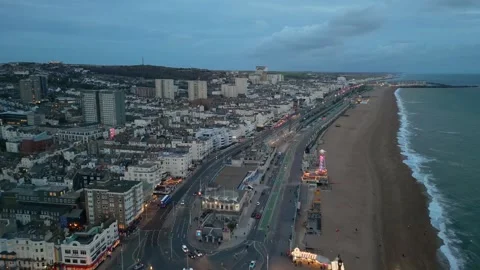 Brighton Beach front at night Video stock 257904348