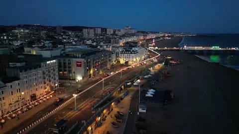Brighton beach front at night Video stock 267066770