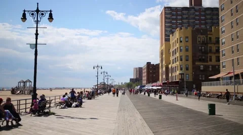 Brighton Beach. Population of district of Beach - 23 thousand people Stock Footage 58623652