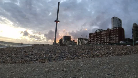 Brighton beach, sky timelapse, 360  British Airways up and down Stock Footage 101129750