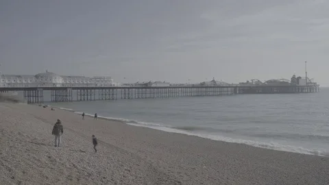 Brighton Beach Static Shot - Winter Stock-Footage 81674275