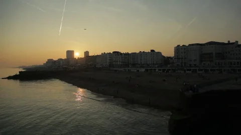 Brighton Beach Sunset Stock Footage 73602347