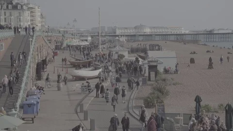Brighton Beach in Winter Stock Footage 81401216