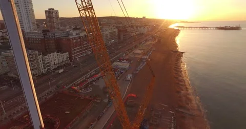 Brighton i360 drone flight construction Stock Footage 68905149