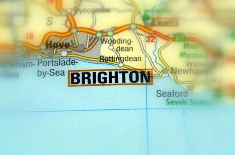 Brighton on a map Stock Photos