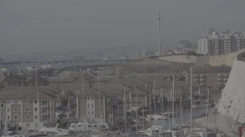Brighton Marina &amp; Cliffs Stock Footage 81371122