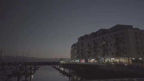 Brighton Marina at night Stock Footage 81402848