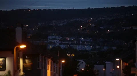Brighton at night: view from the top of the hill Stock Footage 65166612
