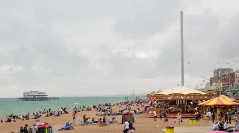 Brighton pebble beach Stock Footage 68360479