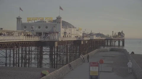 Brighton Pier - Evening Shot Stock Footage 81389631