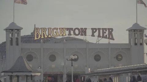 Brighton Pier at Sunset Stock Footage 81388541