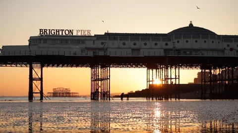 Brighton Pier Sunset Stock Footage 120017475