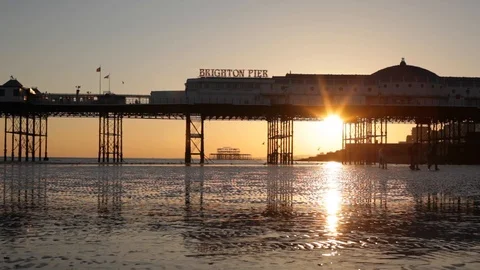 Brighton Pier Sunset Stock Footage 120017488