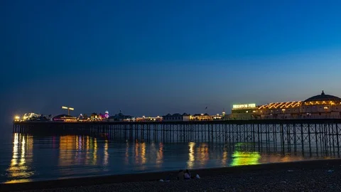Brighton pier timelapse - night 8K Video stock 114886465