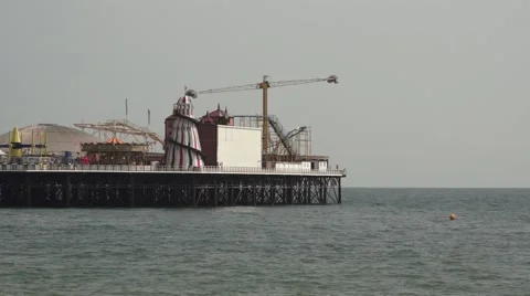 Brighton Pier view of the rides 스톡 동영상 64083337
