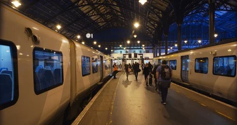 Brighton Station at night Stock Footage 123696889
