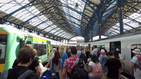 Brighton station platform Stock Footage 201489924
