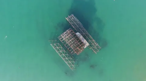 Brighton West Pier from above, close-up, 4k footage Stock Footage