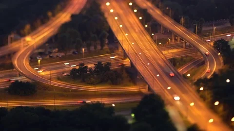 Brigittenauer Bridge A22 Junction at night time lapse tilt-shift effect 스톡 동영상 71824523