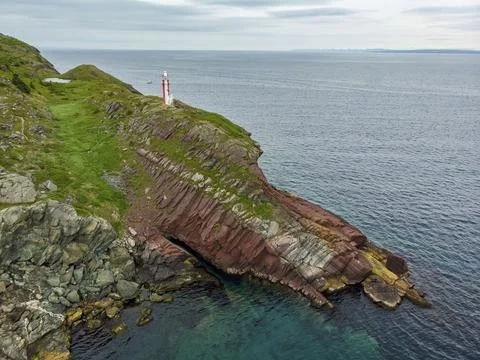 Brigus Lighthouse from the sky Stock Photos