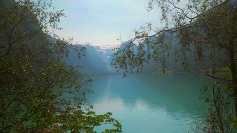 Briksdalsbreen Glacier Above Oldevatnet Lake – Summer Static Landscape View Stock-Footage 318315599
