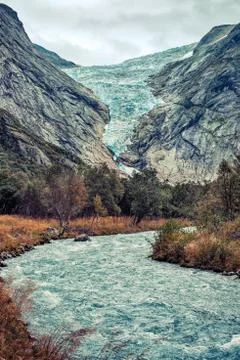 Briksdalsbreen glacier in Norway Stock Photos