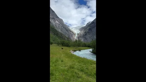 Briksdalsbreen river from ice nature Stock Footage 337364521