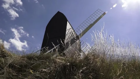 Brill Windmill with the grass swaying Video stock 135768932