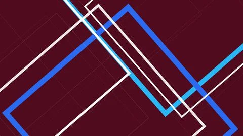 Brilliant blue and cyan frames overlap with white linear accents on burgund.. Stock Illustration