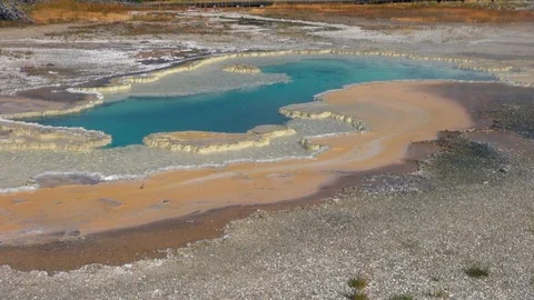 Brilliant Blue Hot Pond in Yellowstone Stock Footage 92382055