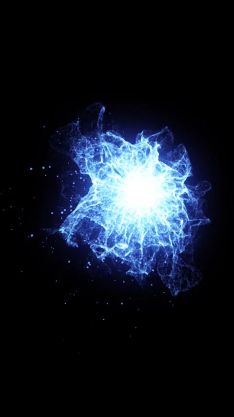 Brilliant blue plasma explosion radiates from a white energy core with elec.. Stock Footage 342830492