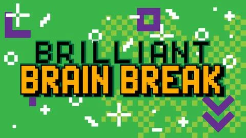 Brilliant Brain Break. Pixelated word with geometric graphic background. Vect 스톡 일러스트