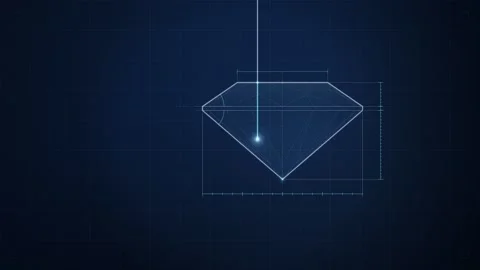 Brilliant Cut Diamond Light Path Blueprint Diagram Animation Stock-Footage 346879103