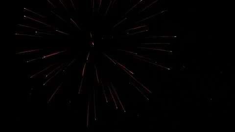 Brilliant firework bursts draw patterns in dark evening sky on holiday party Stock Footage 312728025