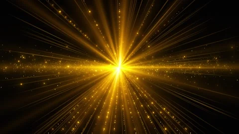 Brilliant golden rays explode from a white middle point as sparkling particles s 스톡 동영상 341001311