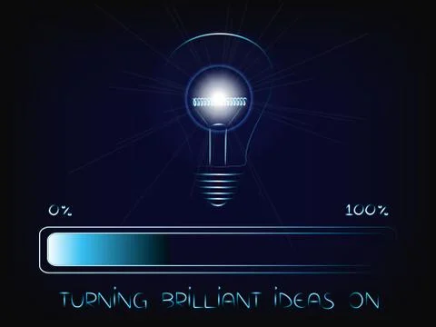 Brilliant idea (lightbulb with flare) with progress bar loading イラスト素材