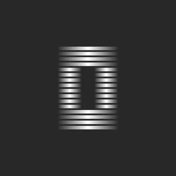Brilliant letter O logo monogram or zero 0 number minimal line art mark, silv Stock Illustration